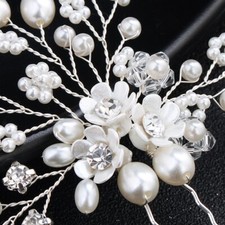 Silver Bridal Wedding Hair Pearl Floral Pin Jewellery Austock