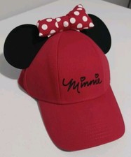Disney Minnie Mouse Ears  Bow Hat Unisex Red One Size Snapback C7 