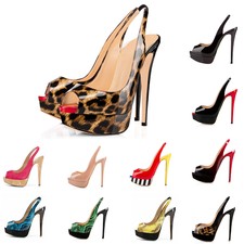 Onlymaker Women's Peep Toe Pumps Platform High Heels Slingback Sandals Stilettos