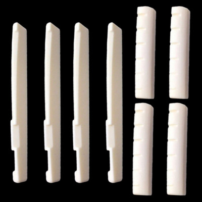 #ad 4 Sets 6 String Acoustic Guitar Bone Bridge Saddle and Nut Made of Real Bone $12.15