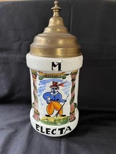 Antique pottery handpainted apothecary jar - albarello. Marked Bottom