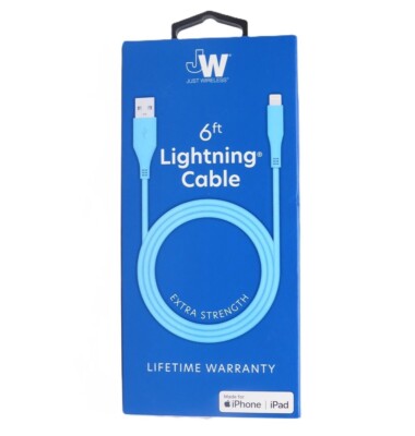 Just Wireless MFi-Certified 6ft USB-A to Lightning Cable Extra Strength - Blue