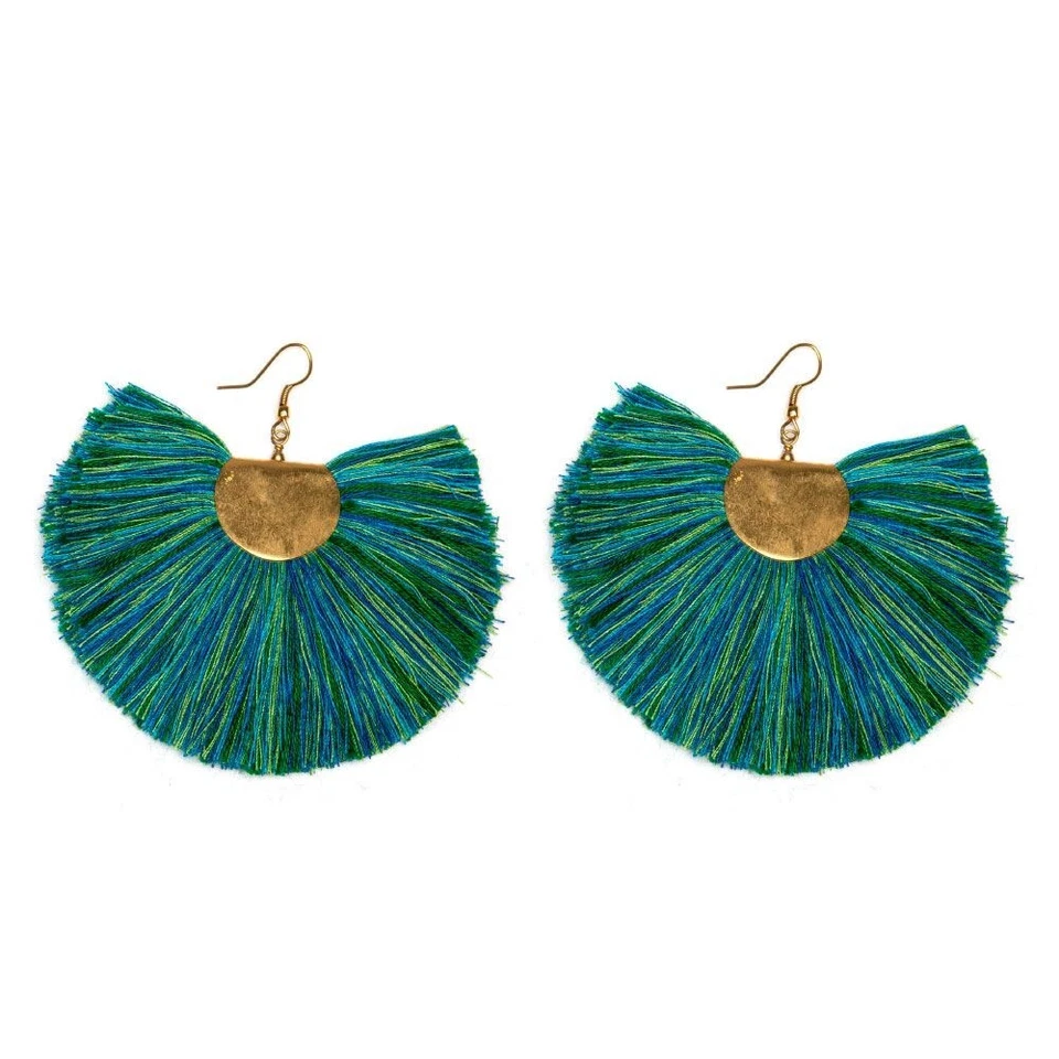 BIGIOTTERIA VESTOPAZZO ORECCHINI IN OTTONE FRANGE IN COTONE MULTICOLOR FIS15206 - Immagine 3 di 3