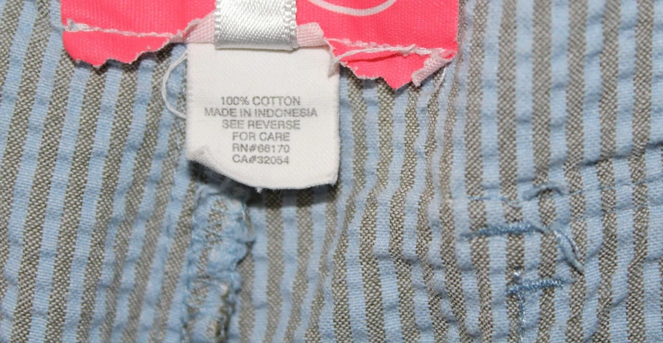 Calça LUX Urban Outfitters Feminina 7 Azul Cinza Listrada Bolsa de Papel Perna Larga Vintage - Imagem 4 de 4