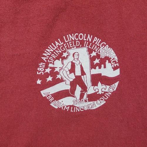 Lincoln Pilgrimage Shirt Herren Extra Large Rot Kurzarm Grafikdruck Tee - Bild 3 von 10