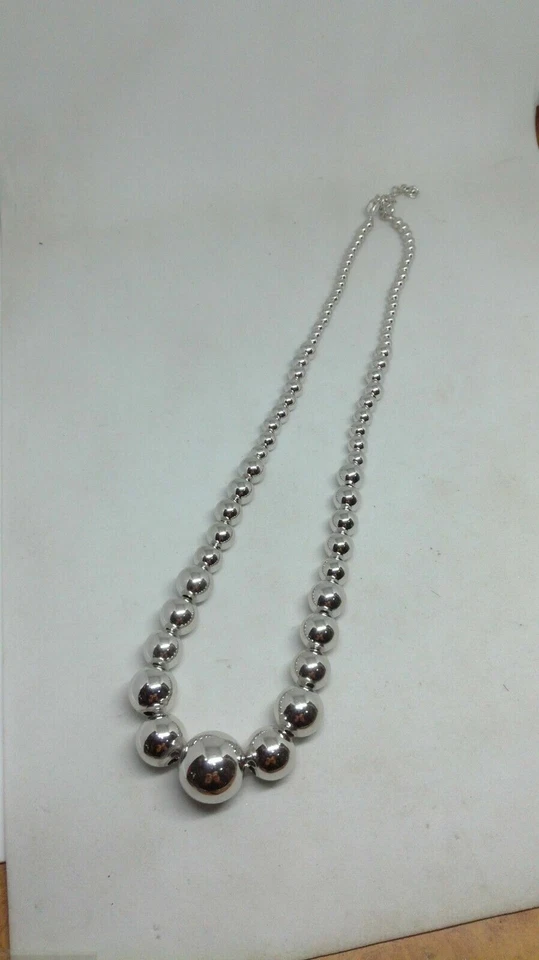 COLLANA ARGENTO DONNA  SFERE LISCE SCALARE MM 12 10 8 6 CM 40-45 RODIO EXPLOIT - Immagine 3 di 3