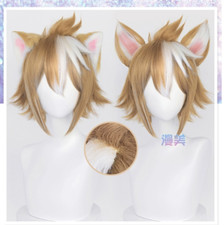 Genshin Impact Gorou Wig with Ears Short Hair Hairpiece Cosplay Costume Props