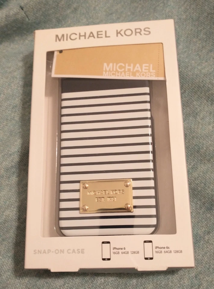 Michaels Kors Snap On 手机壳 iPhone 6 条纹海军蓝/白色“全新带包装”50 美元 — 第 3/4 张图片