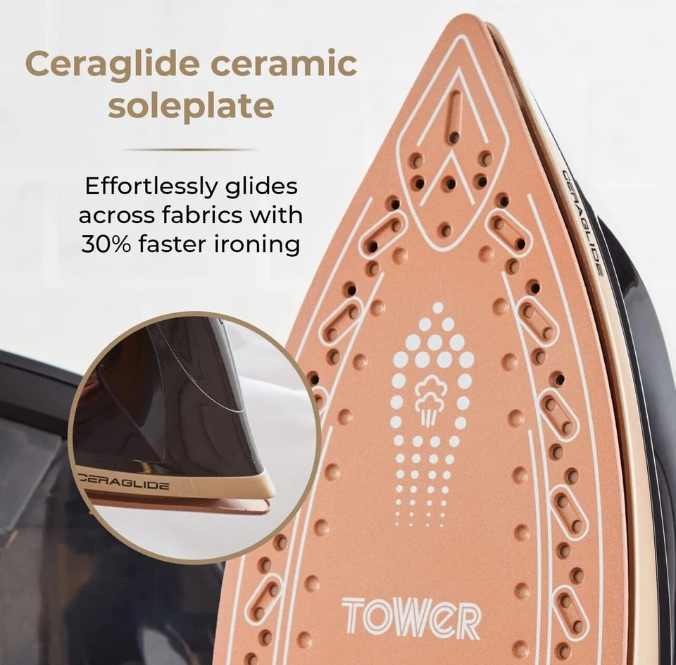 Tower T22023GLD CeraGlide 2700 Watt Steam Generator Iron Black - Image 3 of 4