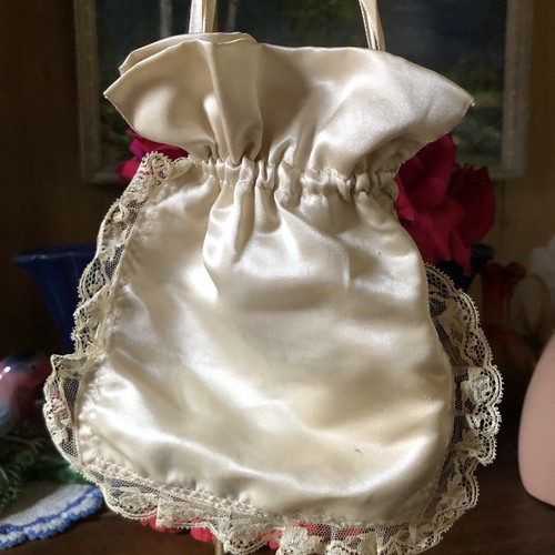 Vintage Antique 1900’s Edwardian Silk Lace Wedding Purse Very Nice - Foto 2 di 5