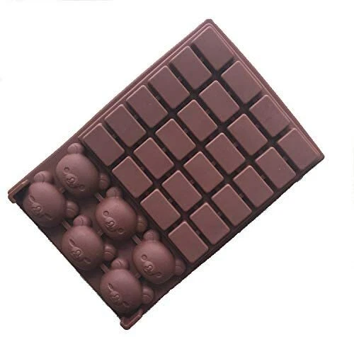 4 cell 6 Chunk Chocolate Bar Candy Mold Silicone Mould Wax Melt 2in1 Bear Snap C - Image 4 of 4