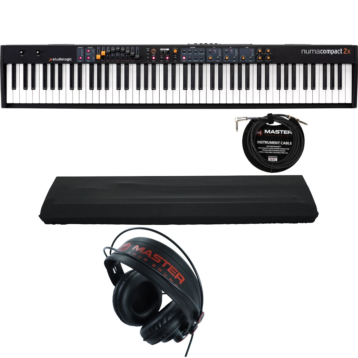 Studiologic Numa Compact 2x 88-Key Keyboard w/ Dust Cover, Headphones & Cable