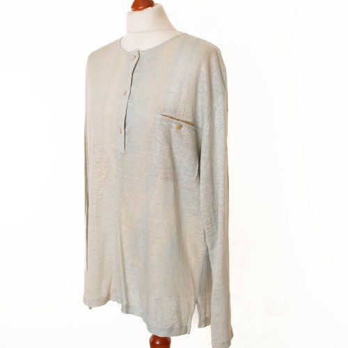 Suéter VINTAGE Mujer UMBERTO GINOCCHETTI Azul-Beige 100% Lino T. 44 11221 - Imagen 4 de 7