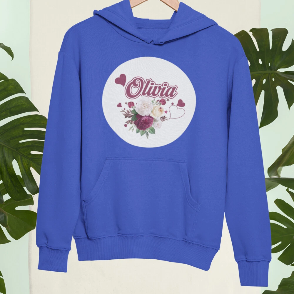 Personalised Custom Printed Your Name Flowers Spring Hoodie Floral Plant Gifts