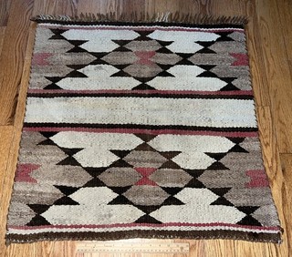 Antique Early Navajo Native American Indian Single Saddle Blanket Rug