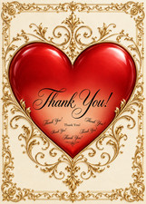 Elegant Thank You Card &ndash; Heartfelt Gratitude & Appreciation Card &ndash; Red Heart and