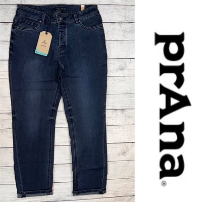 Prana NWT Women's Buxton Jeans  Slim Fit Boyfriend Stretch Deep Blue Size 8 / 29