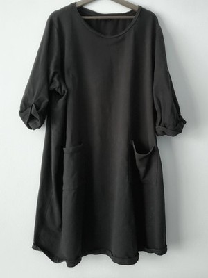 Zizzi Lagenlook Heavy Organic Cotton Black Dress Plus Size XL