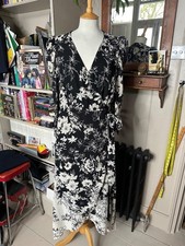 MNG Black & White Floral wrap around dress Size Large