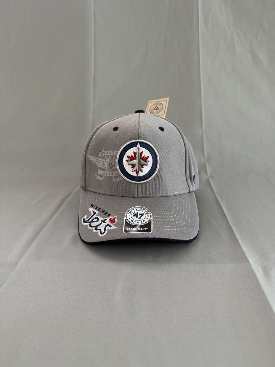 '47 Brand Winnipeg Jets NHL Gray Strapback Cap Script Brim Hockey Hat