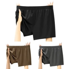 Men's Solid Color Boxer Shorts Thin and Comfortable Trunks for Sleepwear