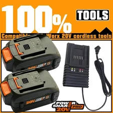2PACK For Worx WA3575 20V PowerShare 2.0 Ah Battery / Charger 20 Volt WA3520
