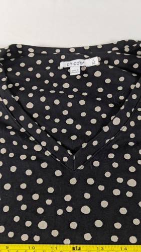 Chico's 100% Pima Cotton Polka Dot Print V-neck Pull Over Tee, Sz Xxl - Picture 8 of 10