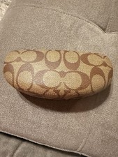 COACH Signature Monogram Brown Hard Clamshell Sunglasses Eye Glasses Case