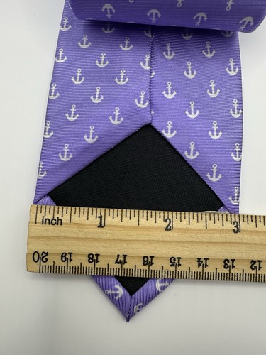 Cravatta uomo Cape Cod girocollo 100% seta lilla bianco ancore nuova con etichetta nautica - Foto 3 di 5