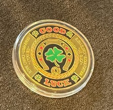 Poker Card Guard - Good Luck - Pokerguard Żetony pokerowe, pozłacane, etui ochronne NOWE