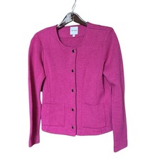 Nic Zoe Fuchsia Button Zip Cardigan Sweater Jacket, Small