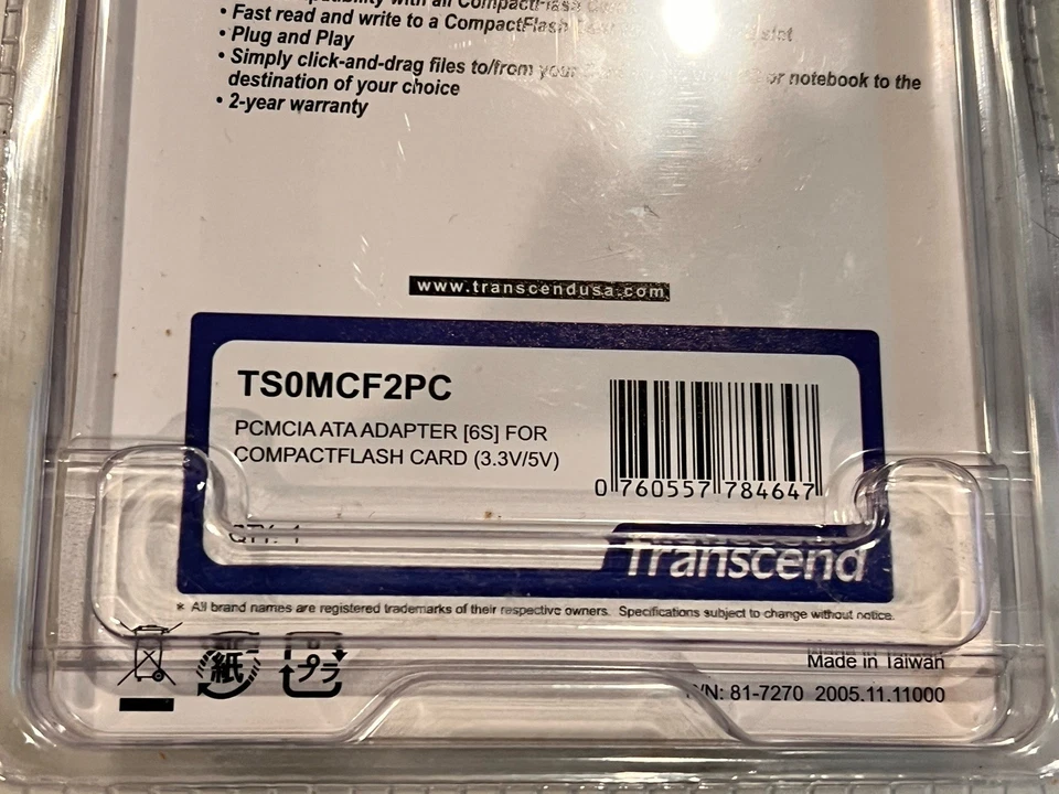 Transcend CompactFlash Adapter TS0MCF2PC - New Sealed - Image 4 of 4