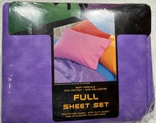 Soft Percale NEW Heathered Purple 4 PC Full Sheet Set USA Cotton Blend 50/50