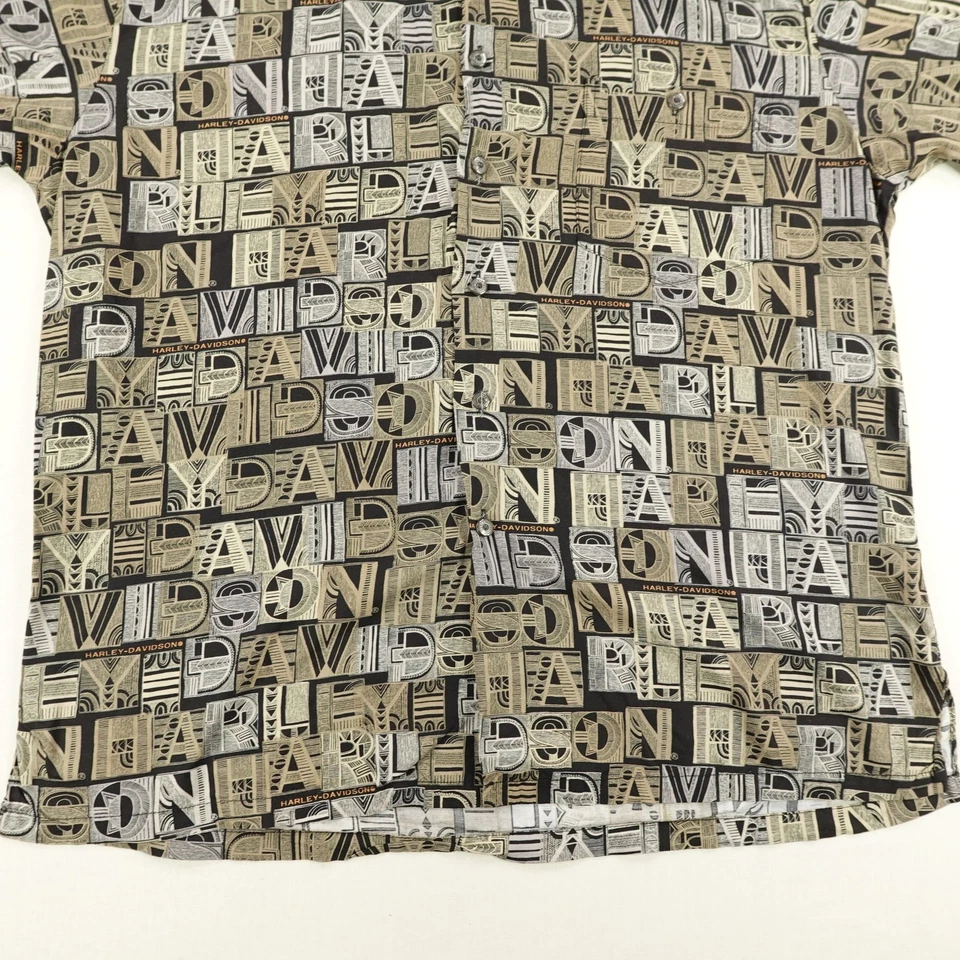 Camisa Harley Davidson Para Hombre Grande Beige Motocicletas Hawaiana Abotonada Motociclista Campamento Foto 4 de 4