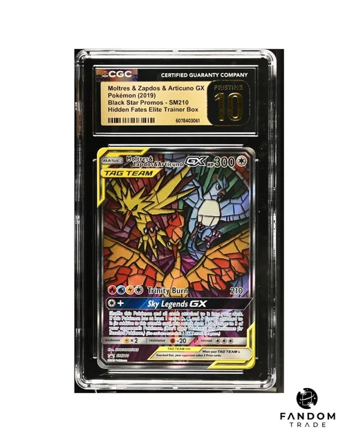 CGC 10 PRISTINE Moltres & Zapdos & Articuno GX SM210 Promo Pokemon Hidden Fates