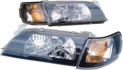 Black Fits 1993-1997 Toyota Corolla Headlights Left+Right Focos Delanteros