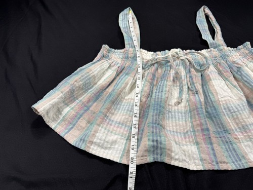 ✅NWOT ✅American Eagle Plaid Swing Cami Crop Top Cream ✅Blue ✅Cotton Blend ✅ XL - Picture 4 of 7