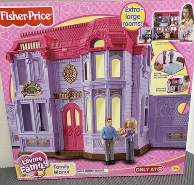 New Fisher Price Loving Family Manor Dollhouse with Mom Dad Baby