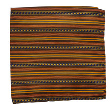 NWOT Italo Ferretti Satin Red Gold Brown Stripes Silk Pocket Square Italy 14"