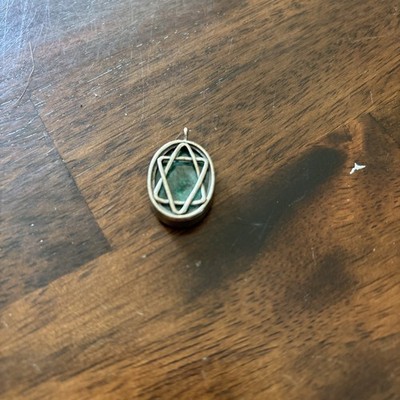PENDANT HANDMADE STERLING SILVER frame STAR WITH ELAT STONE New 