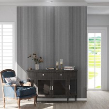 Grey Wood Slat Peel and Stick Wallpaper - Textured Faux Wood Panels, Waterproof