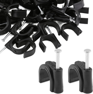 100 Pieces Half Clamps J Hook with Nail 1/2 & 3/4 Inch Black Pex Support Holder