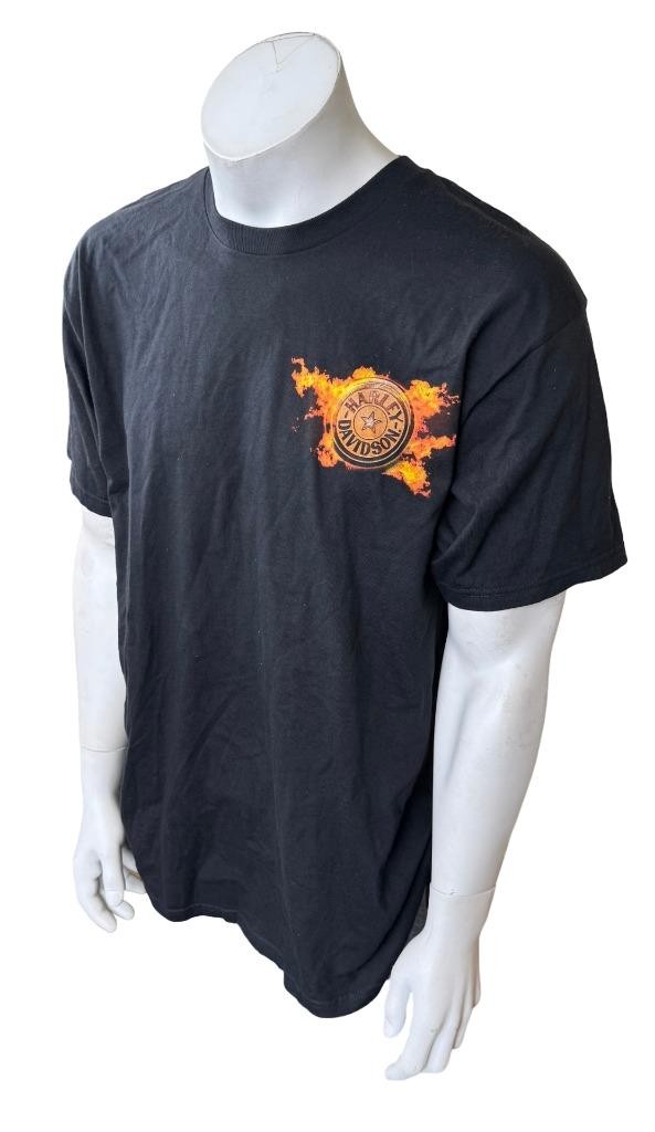 【oan】Flame Harley Short Sleeve T-shirt Harley Davidson Men's Flame Graphic Black Short Sleeve Shirt