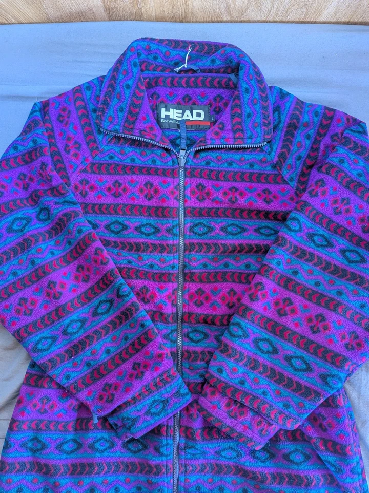 De colección HEAD Ropa de Esquí Para Mujer Chaqueta Púrpura Grande Retro Años 90 Cremallera Completa Esquí Polar  Foto 3 de 4