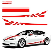  5PCS Car Side Sticker Rear View Mirror Stickers Auto Hood Sticker Body Red