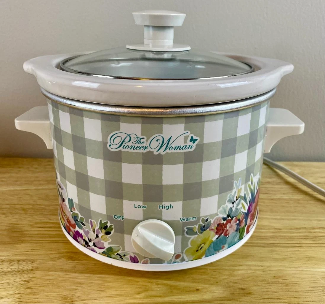 Pioneer Woman1.5 Qt. Sweet Romance Gray Gingham Slow Cooker Crockpot