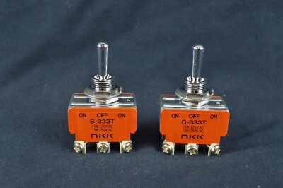 NKK Switch S333T S300 Series ON-OFF-ON Panel Mount 15a 125V Toggle NOS Lot of 2
