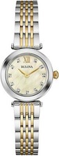 Bulova 98P154 11 Diamonds Two Tone MOP Dial Womens Dress Watch