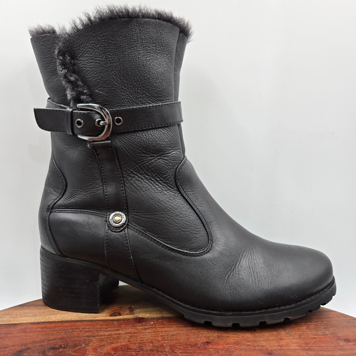 Blondo Fantasia Boots Women's 10M Black Leather Faux Fur Lined