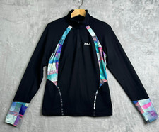 FILA Sport Performance Pullover Track Womens Medium Black Running Athleisure